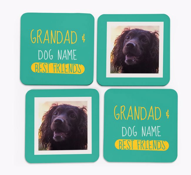'Grandad's Best Friend' with {breedFullName} Photo Coasters in Set of 4
